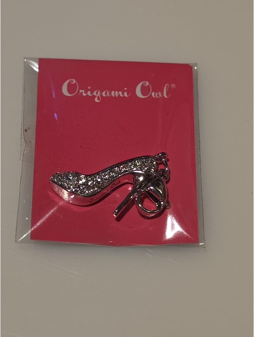 Origami Owl Silver Pave High Heel Dangle Charm w/ Swarovski Crystals DG4067